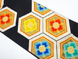 アンティーク　花亀甲模様織り出し袋帯（着用可）